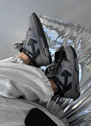 Кросівки чоловічі off white x out of office сірі/чорні, натуральна шкіра