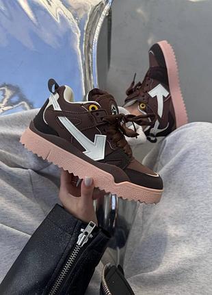 Кроссовки off white | sponge mid top brown / white 5