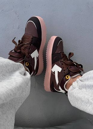 Кроссовки off white | sponge mid top brown / white 3