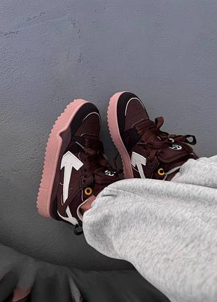 Кросівки off white | sponge mid top brown / white