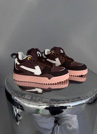 Кроссовки off white | sponge mid top brown / white 4