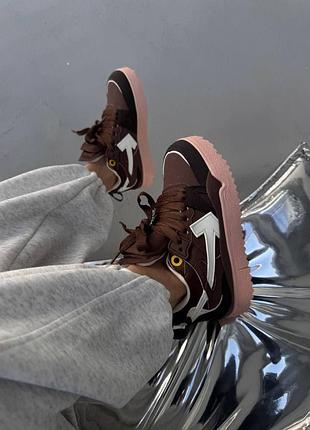 Кроссовки off white | sponge mid top brown / white 8