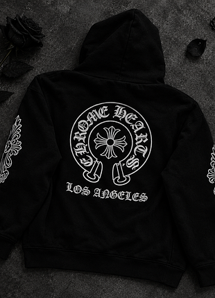 Чоловіче худі chrome hearts horseshoe чорне 3
