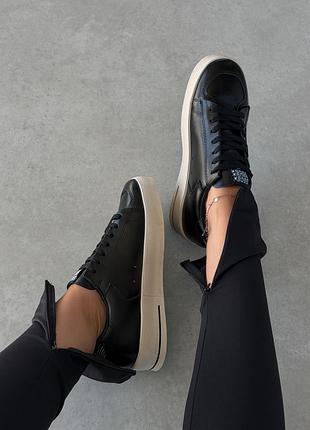 Кожаные кеды golden goose ggdb stardan black white