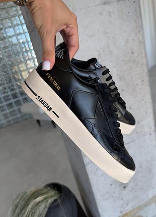 Кожаные кеды golden goose ggdb stardan black white