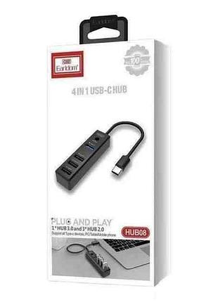 Usb hub earldom et-hub08 usb 4 in 1 type c