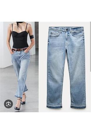 Джинси жіночі zara zw collection relaxed slim mid waist блакитні, розмір 34