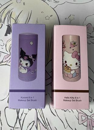 Набір пензлів для макіяжу kuromi hello kitty 8 в 1
