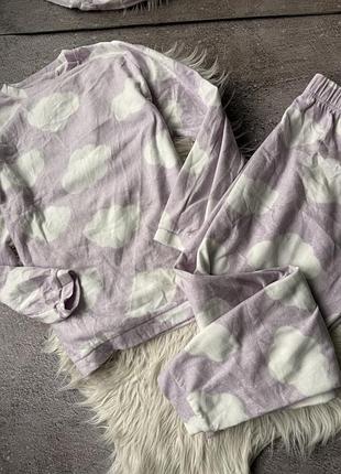 Піжама жіноча primark, байка, розмір s, бузкова з хмаринками