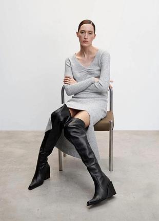 Pull&bear — сіра трикотажна максіспідниця з розрізом на нозі