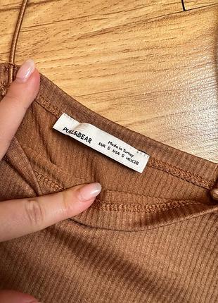Коричневий кроп-топ у рубчик pull&bear 4
