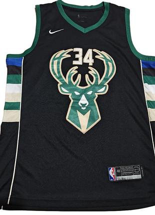 Майка чоловіча nike milwaukee bucks giannis antetokounmpo #34 чорна l