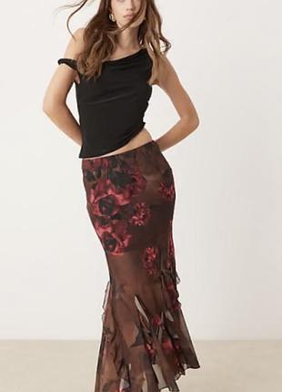 Нова шифонова спідниця максі new look у квітковий принт (розмір 52 / xl-xxl)