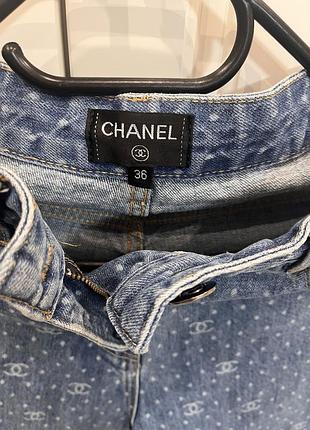 Жіночі джинси chanel сині з візерунком 5