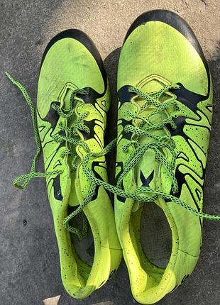 Бутси чоловічі adidas x 15.3 sg салатові, чорні (розмір 45,5/29 см)