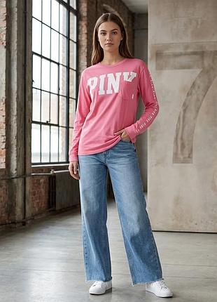 Victoria's secret pink cotton стильний жіночий лонгслів (xs-s)
