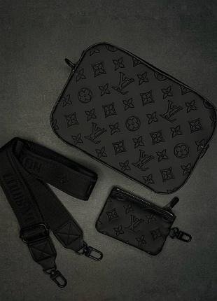 Сумка чоловіча louis vuitton чорна з монограмою