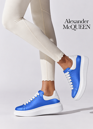 Alexander mcqueen люксові преміум сегменту кросівки кеди у неймовірному волошковому кольорі
