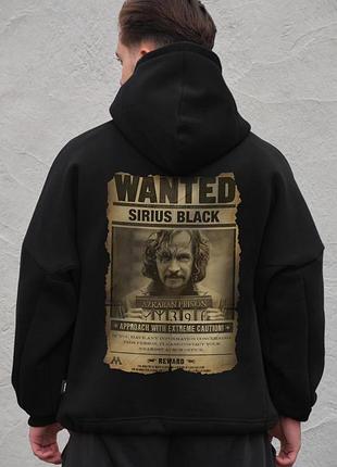 Мужское оверсайз худи толстовка на флисе с капюшоном и принтом without sirius black
