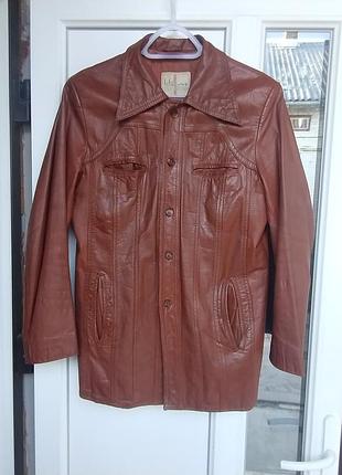 Винтажная кожаная женская куртка wilson house of suede and leather, размер m.