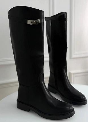 ▪️жіночі нові чоботи труби jumping boots black brown чорні коричневі женские сапоги трубы черные коричневые
