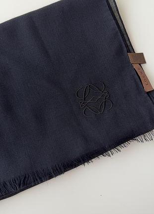 Великий легкий чорний вінтажний шарф шалик шаль з шовку та вовни loewe оригінал шерсть шелк винтаж 200х72 см