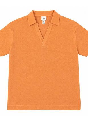 Футболка-поло тонкої в'язки для чоловіка h&m regular fit bdo104616 s помаранчевий