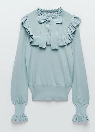 Zara кофта джемпер у рюшах бант
