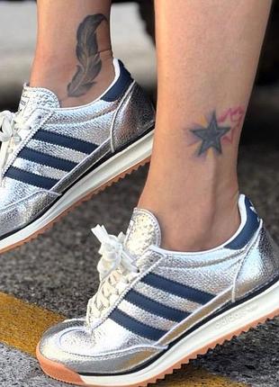 Жіночі кросівки adidas sl 72 og шкіряні сріблясті яскраві блискучі 38 розмір
