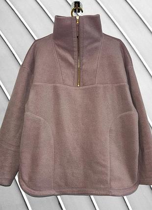 Жіноча рожева флісова кофта tu l xl 48 50 52 ту фліска на блискавці 1/4 zip з високим горлом тепла зимова кофта tu l xl 50