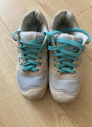 Кросівки жіночі new balance 574 сірі з бірюзовим, розмір 38