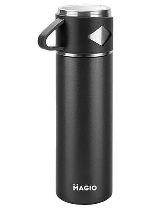 Вакуумный термос magio mg-1072b из нержавеющей стали 1 л для горячих и холодных напитков черный