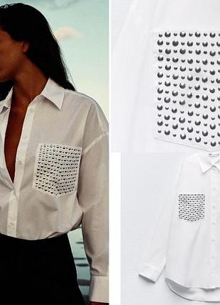 Рубашка оверсайз из хлопка zara