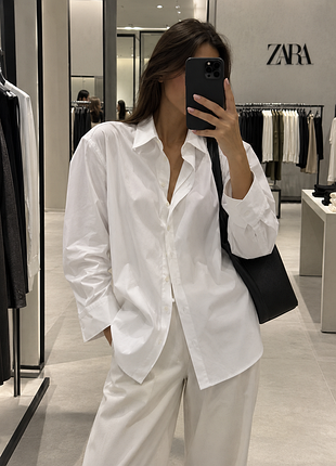 Сорочка zara біла оверсайз