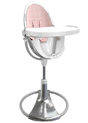 Стульчик для кормления bloom fresco white (вкладыш хлопчатобумажный coconut white білий) рожевий