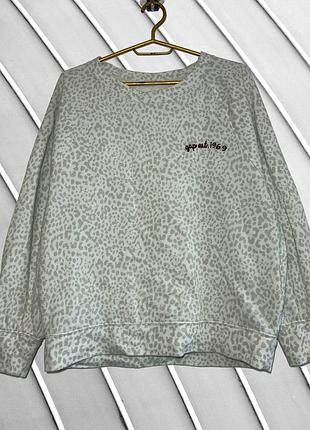 Жіночий молочний оверсайз світшот gap l xl 40 42 46 48 50 ґеп кофта з леопардовим принтом та логотипом gap l xl 48 50