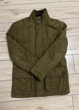 Чоловіче твідове шерстяне пальто в клітинку blue harbour yorkshire tweed розмір м