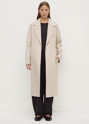 Пальто оверсайз бренда zara из текстурной шерстяной ткани