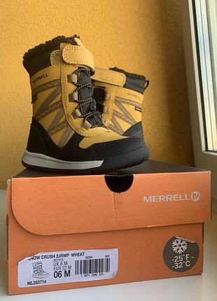 Дитячі зимові водонепроникні черевики merrell snow crush 2.0 jr waterproof, до - 32°c, р. 22 (орієнтовно на стопу 12,9 - 13 см)