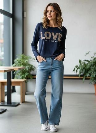 Лонгслив gina benotti s 36/38 темно-синий love с пайетками
