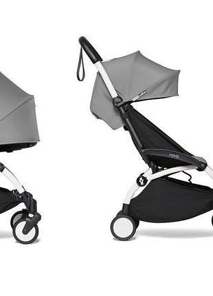 Коляска 2 в 1 babyzen yoyo² с люлькой bassinet (шасси white) серый