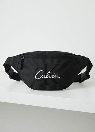 Черная сумка calvin klein через плечо, мужская спортивная бананка 34×14 см