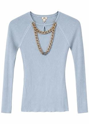Водолазка жіноча river island блакитна в рубчик, розмір s
