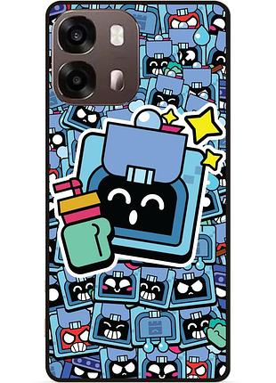 Силиконовый бампер чехол для oppo a6s стикеры бравл эш brawl