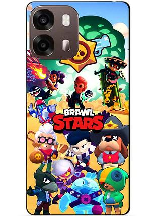 Силиконовый бампер чехол для oppo a6s с картинкой бравл силовая лига нокаут brawl леон ворон
