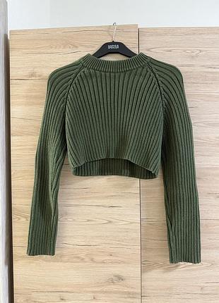 Жіночий укорочений светр zara, зелений
