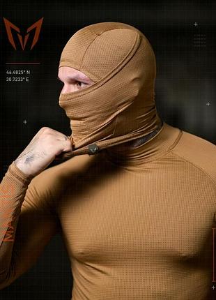 Лонгслів чоловічий mantis phantom ls combat shirt тактичний з балаклавою coyote