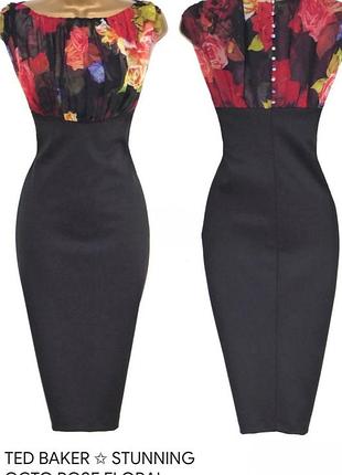 Сукня-футляр ted baker octo з шифоновим ліфом в квітковий принт