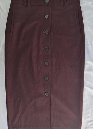 Бордова спідниця-олівець міді на ґудзиках next tailoring, розмір s / eur 36