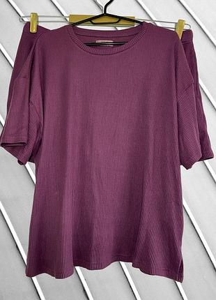 Женский фиолетовый домашний костюм в рубчик matalan xl 2xl 44 46 50 52 54 матлан шорты и футболка пижама matalan beau 2xl
